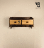 GOLDEN OAK Wall Shelf with Drawers & Key Holders Measurement # L- 23.5 inch X H-12 inch X D-10 inch WSDK 001 - Image 4