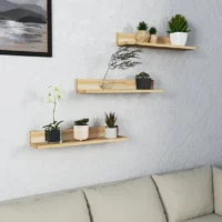Natural Wood Decorative 3 Wall Shelves Material: Wood Width: 24 inch Height 4 inch Depth: 5 inch Model WL418