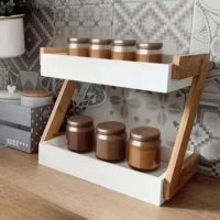 Kitchen Stoage Organizer shelves (Wood & Board ). H-12 inch L16 inch D-06 inch.Model:Ktr4004